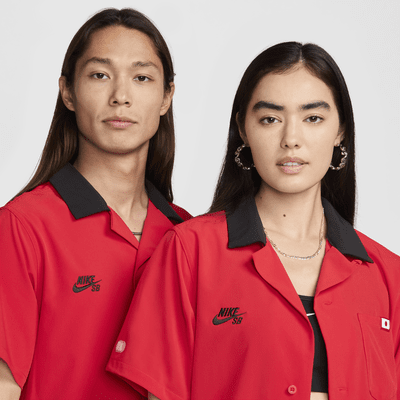 新品　NIKE SB ショートスリーブ ボウリングシャツ　レッド　鯉　L 新品 2XL NIKE SB エスビー スケボー ショートスリーブ ボタンアップ